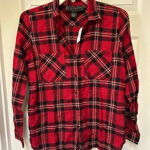 Polly & Esther Men's Red and Black Plaid Shirt